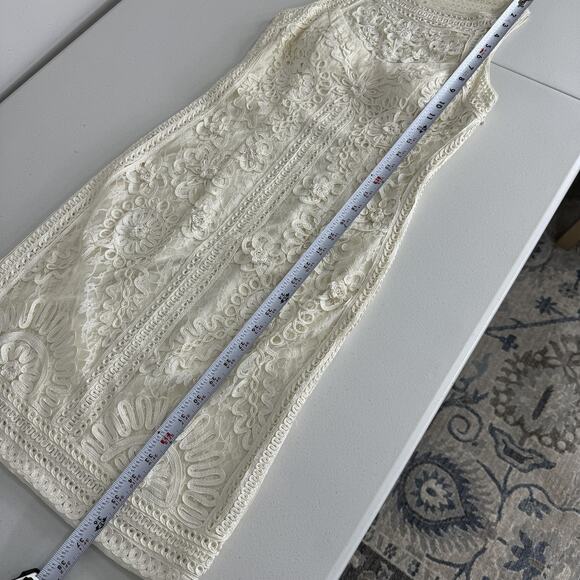 Sue Wong Nocturn Dress Womens 4 Cream Lace Sheath Bridal Cocktail Embroidered - Picture 11 of 14